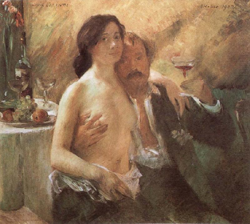 Lovis Corinth Self-Portrait with his wife and a glass china oil painting image
